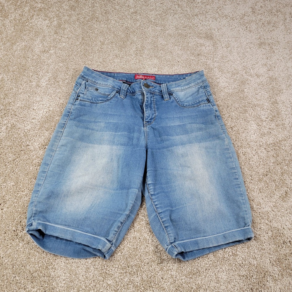 Royalty for Me Denim Bermuda Shorts‎ Cuffed Hem Stretch Blue Women's Size 8